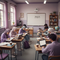 in traditional classroom and they study for the exam yael in hebrew in a marathon